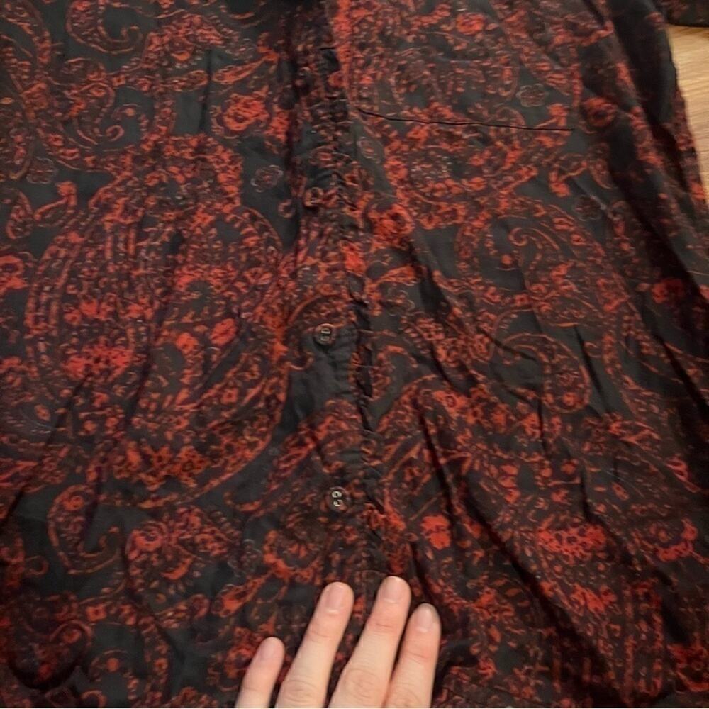 Soft Surroundings Size Small Black Rust Paisley Button Down Shirt - Picture 5 of 12